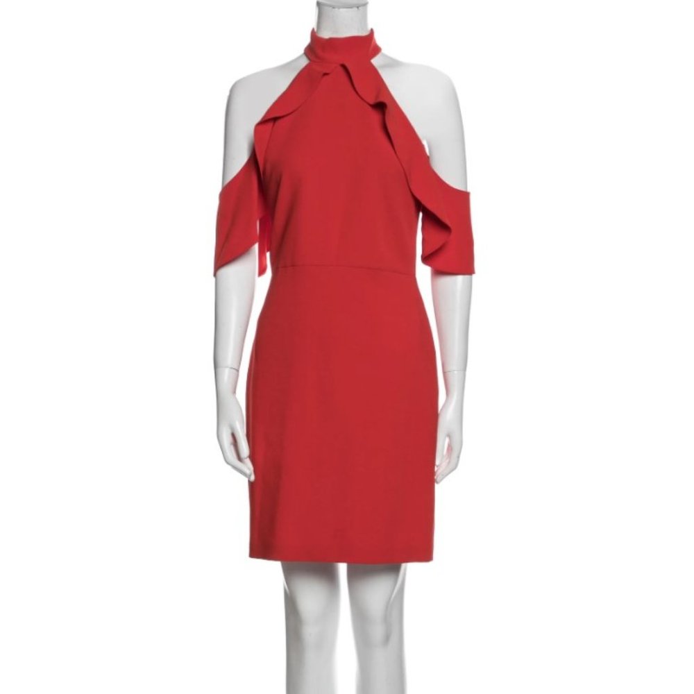 NWTO| Alice + Olivia | Cold Shoulder Acetate Ruffle Dress
